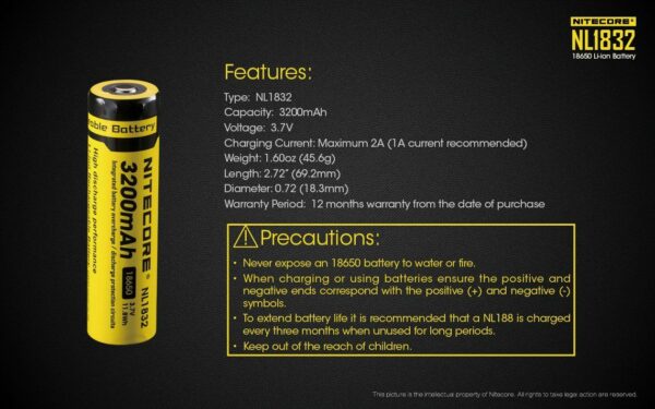 Akumulator Nitecore 18650 NL1832 3200mAh-9