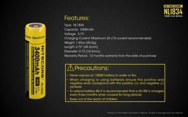 Akumulator Nitecore 18650 NL1834 3400mAh-9