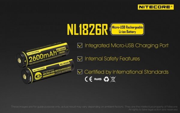 Akumulator Nitecore 18650 Micro USB NL1826R 2600mAh-3