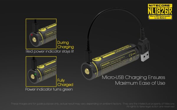 Akumulator Nitecore 18650 Micro USB NL1826R 2600mAh-5