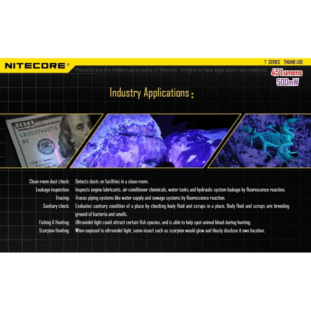 Latarka UV Nitecore Thumb LEO 8 Latarka UV Nitecore Thumb LEO