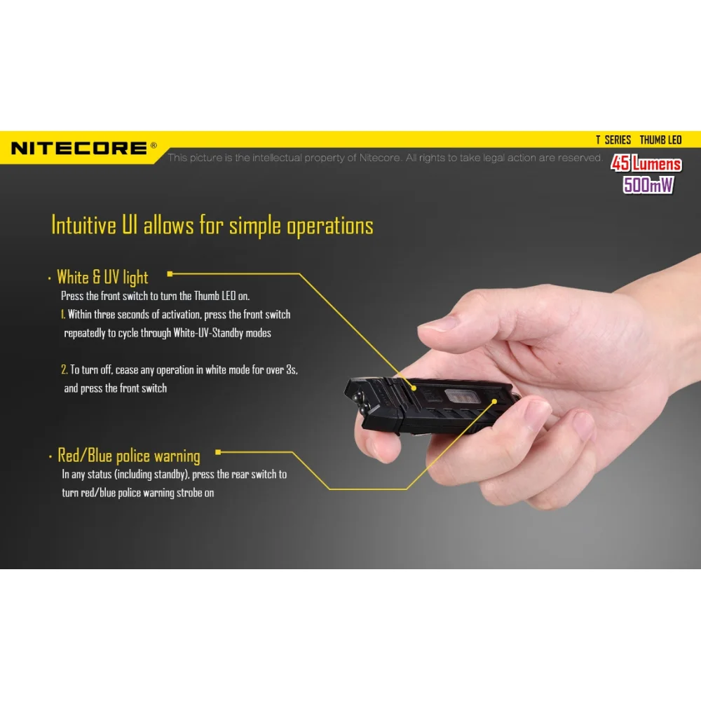 Latarka UV Nitecore Thumb LEO 13 Latarka UV Nitecore Thumb LEO