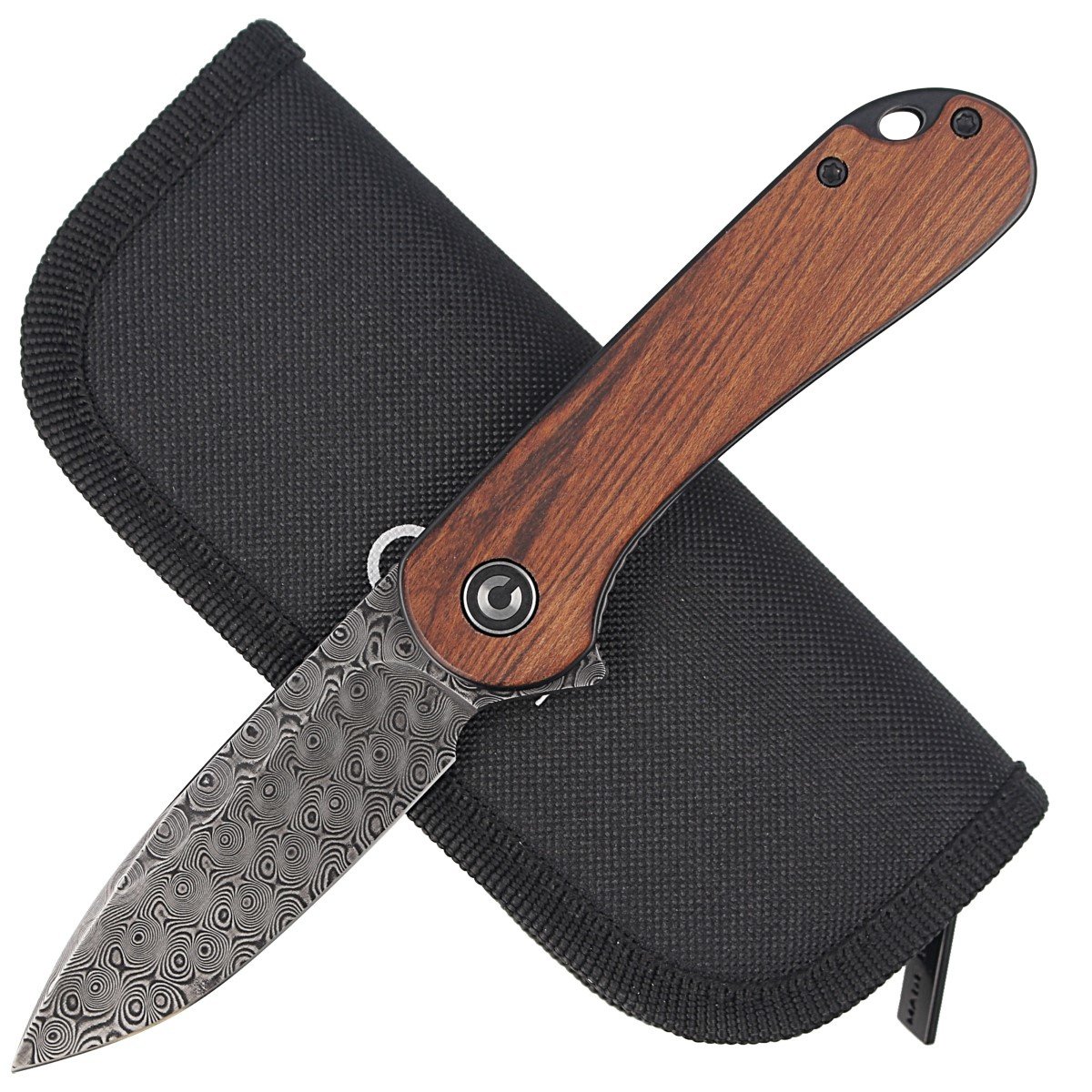 Nóż składany CIVIVI Elementum Flipper Cuibourtia Wood, Black Damascus (C907DS-2)-2