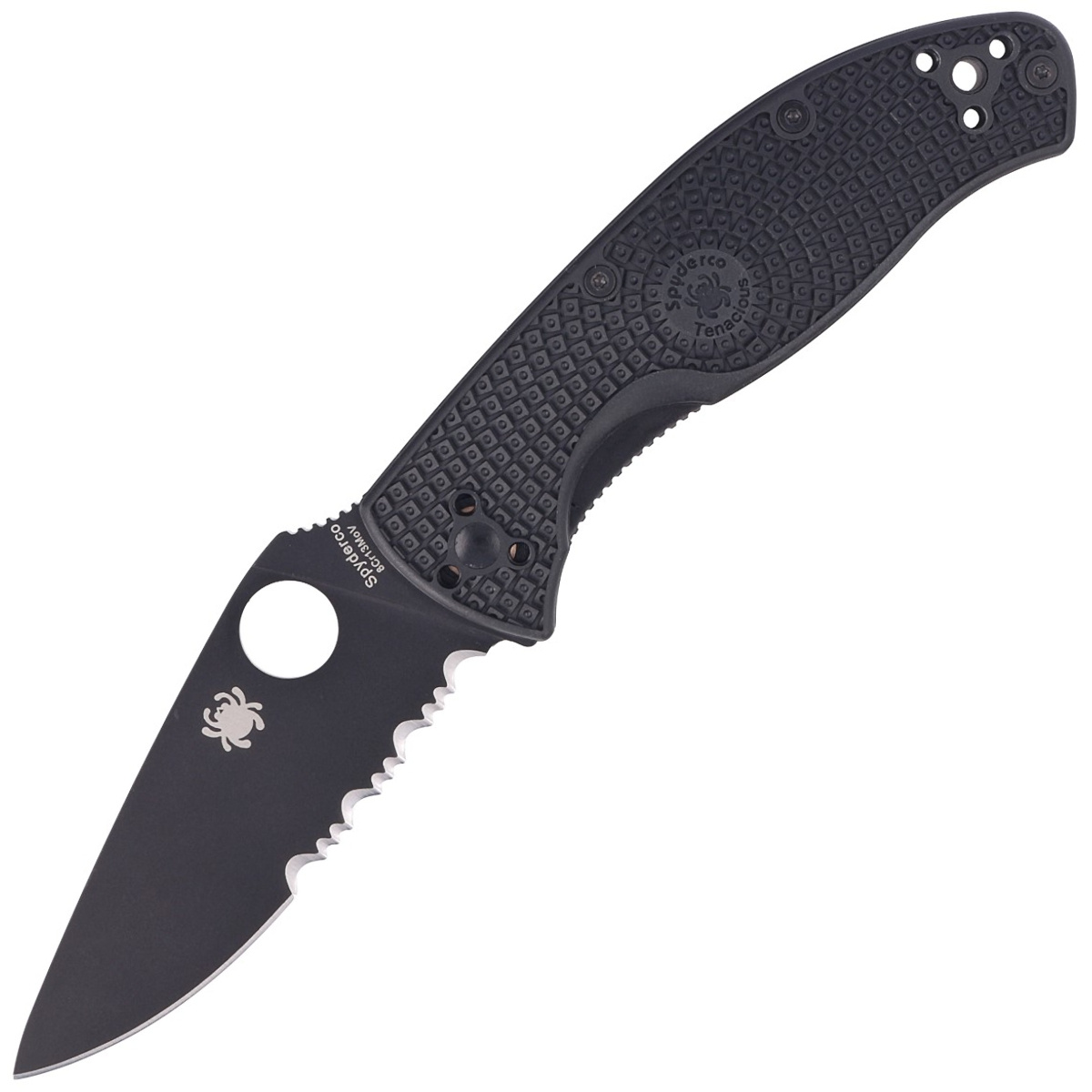 Nóż składany Spyderco Tenacious Lightweight Black FRN, Black Combo 8Cr13MoV by Eric Glesser (C122PSBBK)-1