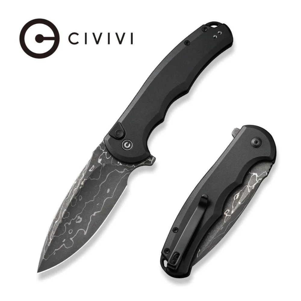 Nóż składany Civivi Button Lock Praxis Black Aluminium, Damascus (C18026E-DS1) 1 Nóż składany Civivi Button Lock Praxis Black Aluminium, Damascus (C18026E-DS1)