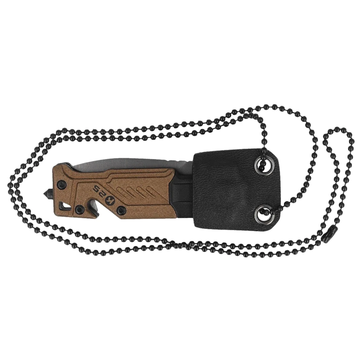 Nóż składany na szyję K25 RK-19652 Rubbered Black / Coyote Aluminium, Titanium 7Cr17MoV-2