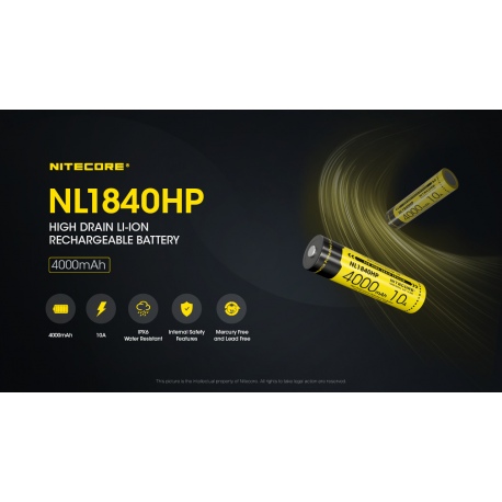 Akumulator LI-ION NITECORE 18650 4000mAh NL1840HP-4