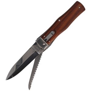 Nóż sprężynowy Mikov Predator Palisander Wood z Piłą (241-ND-2/KP)-1