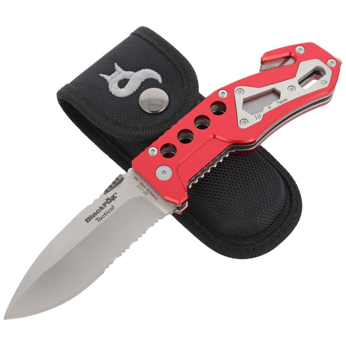 Nóż składany ratowniczy BlackFox Aluminium Red Rescue Folder (BF-117) 4 Nóż składany ratowniczy BlackFox Aluminium Red Rescue Folder (BF-117)-4