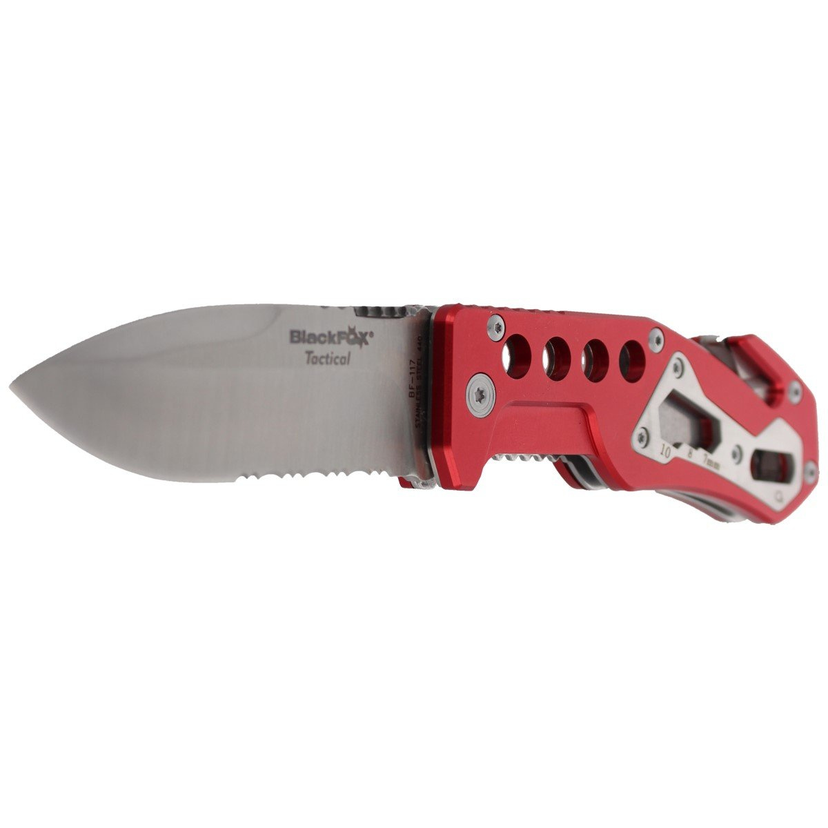 Nóż składany ratowniczy BlackFox Aluminium Red Rescue Folder (BF-117) 2 Nóż składany ratowniczy BlackFox Aluminium Red Rescue Folder (BF-117)-2