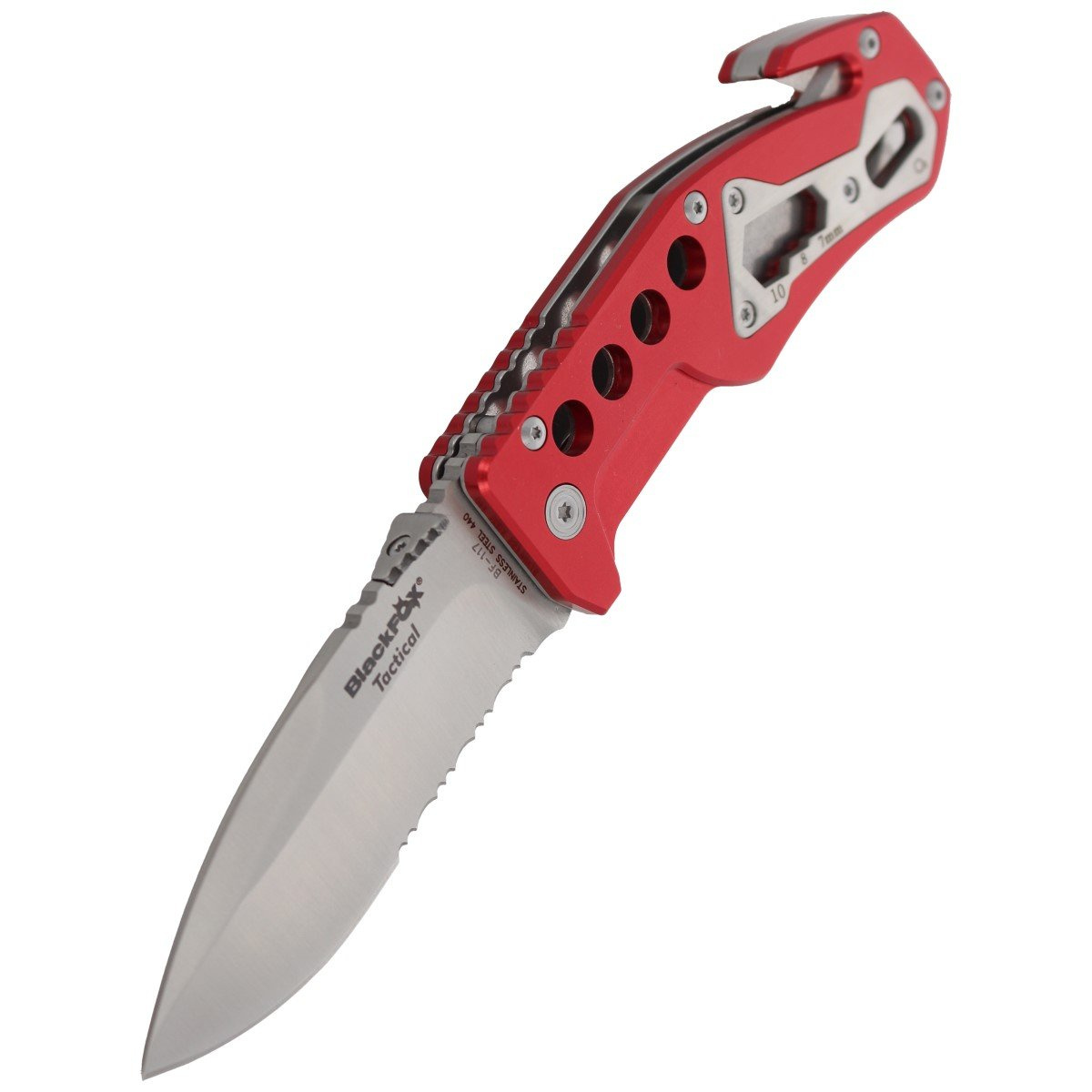 Nóż składany ratowniczy BlackFox Aluminium Red Rescue Folder (BF-117) 7 Nóż składany ratowniczy BlackFox Aluminium Red Rescue Folder (BF-117)-7