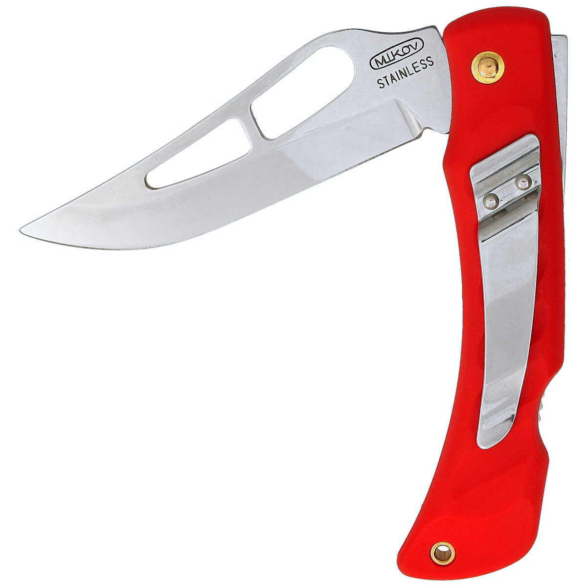 Nóż składany Mikov Crocodile Clip Point Red ABS, Mirror, Klips (243-NH-1/A CLIP/RED) 2 Nóż składany Mikov Crocodile Clip Point Red ABS, Mirror, Klips (243-NH-1/A CLIP/RED)-2