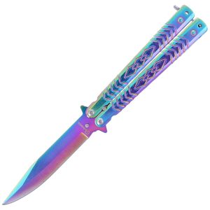 Nóż składany motylek Martinez Albainox Balisong Steel, Rainbow Finish (02193)-1