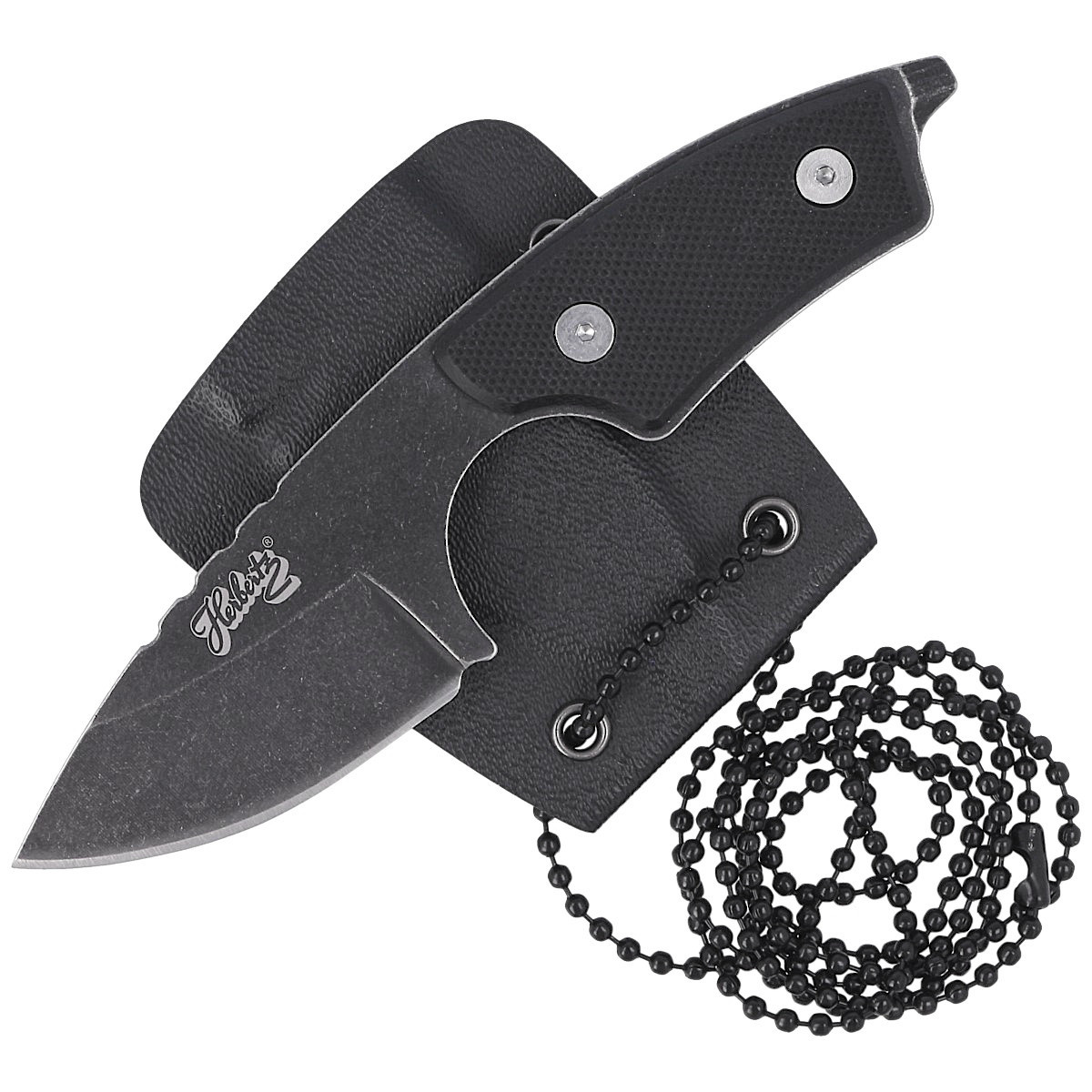 Nóż na szyję Herbertz CJH Neck Knife Black G10, Black Stonewashed 420 (10000345) 2 Nóż na szyję Herbertz CJH Neck Knife Black G10, Black Stonewashed 420 (10000345)-2