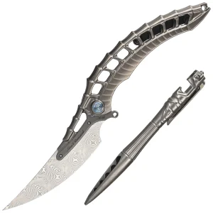 Nóż składany RikeKnife Alien 4 Dark Gray Titanium, Damasteel by Richard Wu (RK-ALIEN4-DG)-1