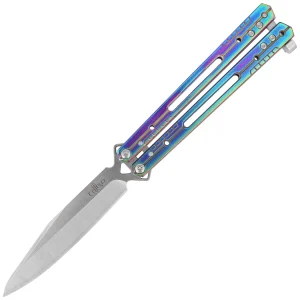 Nóż motylkowy Third Decor Habitat Balisong Rainbow Titanium Stainless Steel, Satin 420 (K2920W)-1