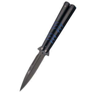Nóż motylkowy Third Decor Habitat Balisong Black/Blue Stainless Steel, Black 420 (16070A)-1