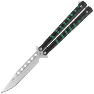 Nóż motylkowy Third Decor Habitat Balisong Black/Green Stainless Steel, Satin 420 (16071V)-1