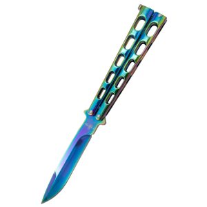 Nóż motylkowy Third Decor Habitat Balisong Shiny Rainbow Stainless Steel, Shiny Rainbow 420 (K2919W)-1