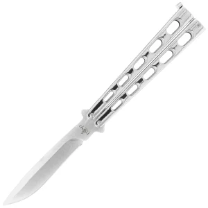 Nóż motylkowy Third Decor Habitat Balisong Silver Stainless Steel, Satin 420 (K2919B)-1