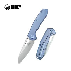 Nóż składany Kubey Vagrant Blue Titanium, Beadblasted CPM S35VN by Maksim Tkachuk (KB284G)-1