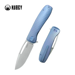 Nóż składany Kubey Supercell Blue Titanium, Stonewashed 14C28N by K.C. Spiron (KU353B)-1