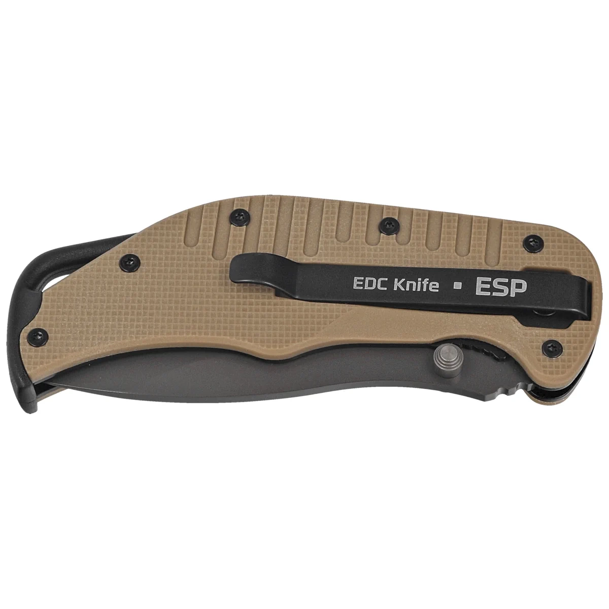 Nóż składany ESP EK-KB-01 Khaki/Black PA66 Polyamide, Titanium Gray PVD AUS-8 2 Nóż składany ESP EK-KB-01 Khaki/Black PA66 Polyamide, Titanium Gray PVD AUS-8-2