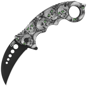 Nóż składany Herbertz CJH Karambit Skulls ABS, Black 420 (ART000137)-1