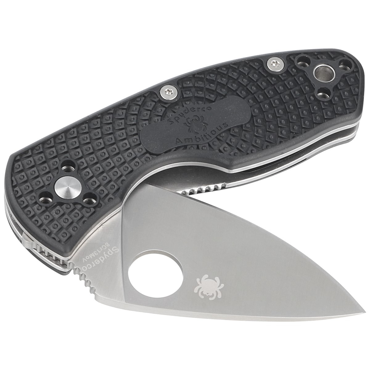 Nóż składany Spyderco Ambitious Black FRN, Plain 8Cr13MoV (C148PBK) 4 Nóż składany Spyderco Ambitious Black FRN, Plain 8Cr13MoV (C148PBK)-4