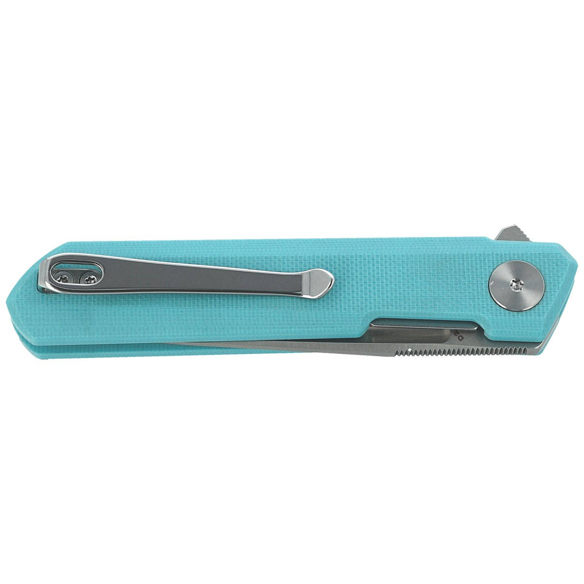 Nóż składany Bestechman Mini Dundee Light Blue G10, Stonewashed / Satin D2 by Ostap Hel (BMK03C) 7 jpg