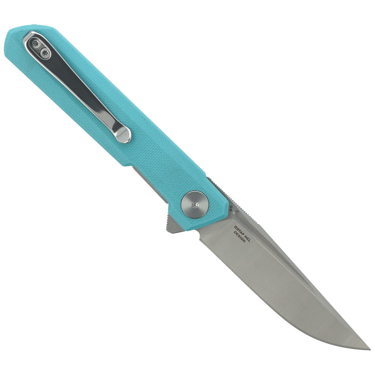 Nóż składany Bestechman Mini Dundee Light Blue G10, Stonewashed / Satin D2 by Ostap Hel (BMK03C) 3 jpg
