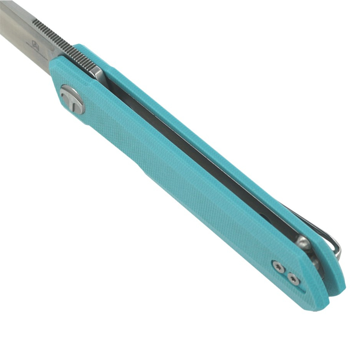 Nóż składany Bestechman Mini Dundee Light Blue G10, Stonewashed / Satin D2 by Ostap Hel (BMK03C) 4 jpg