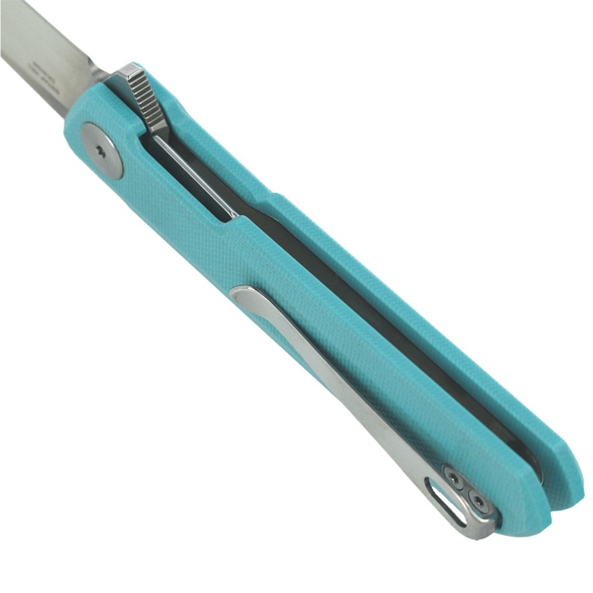 Nóż składany Bestechman Mini Dundee Light Blue G10, Stonewashed / Satin D2 by Ostap Hel (BMK03C) 5 jpg