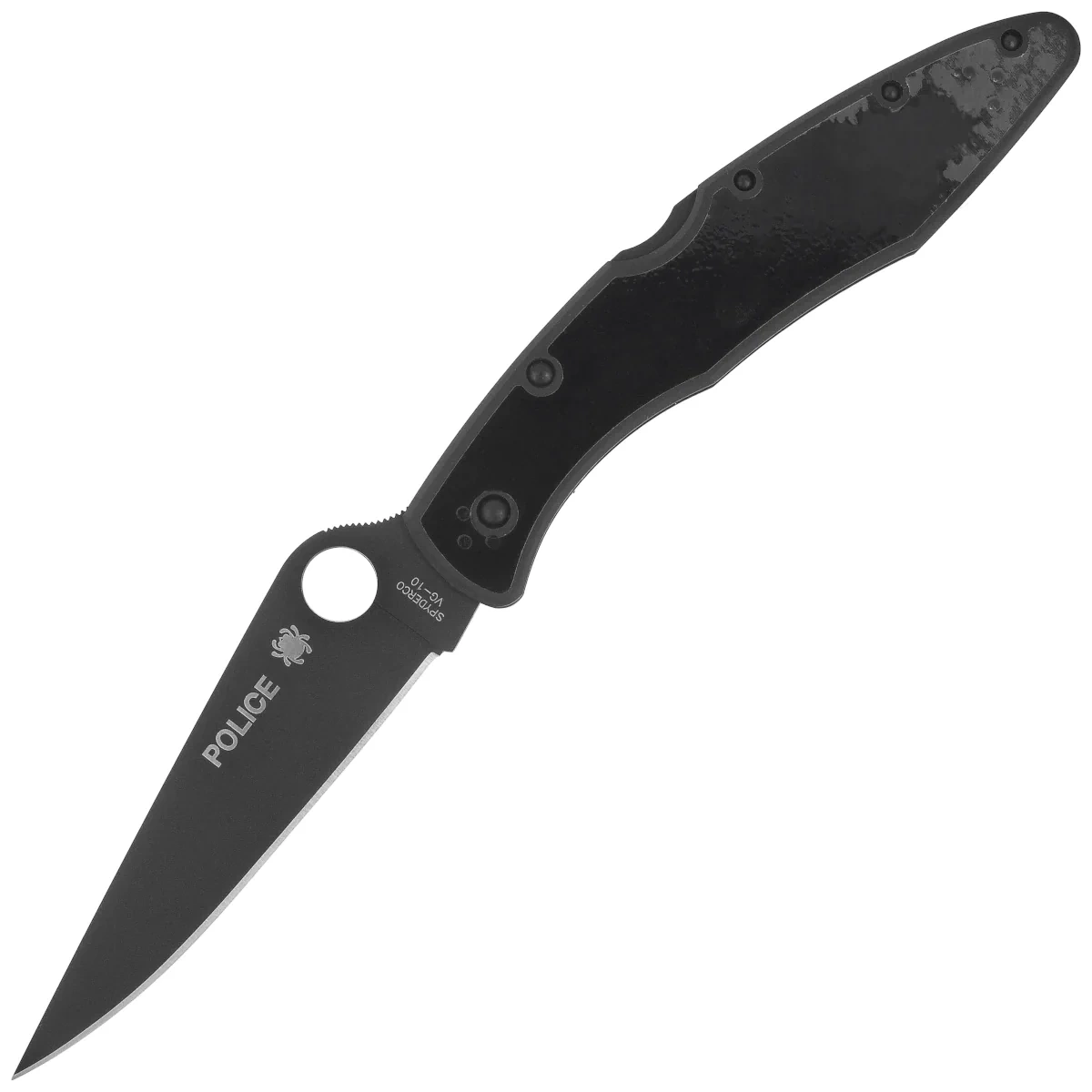 Nóż składany Spyderco Police Black TiCN Stainless Steel, Black TiCN VG-10 by Sal Glesser (C07BKP) 1 Nóż składany Spyderco Police Black TiCN Stainless Steel, Black TiCN VG-10 by Sal Glesser (C07BKP)-1