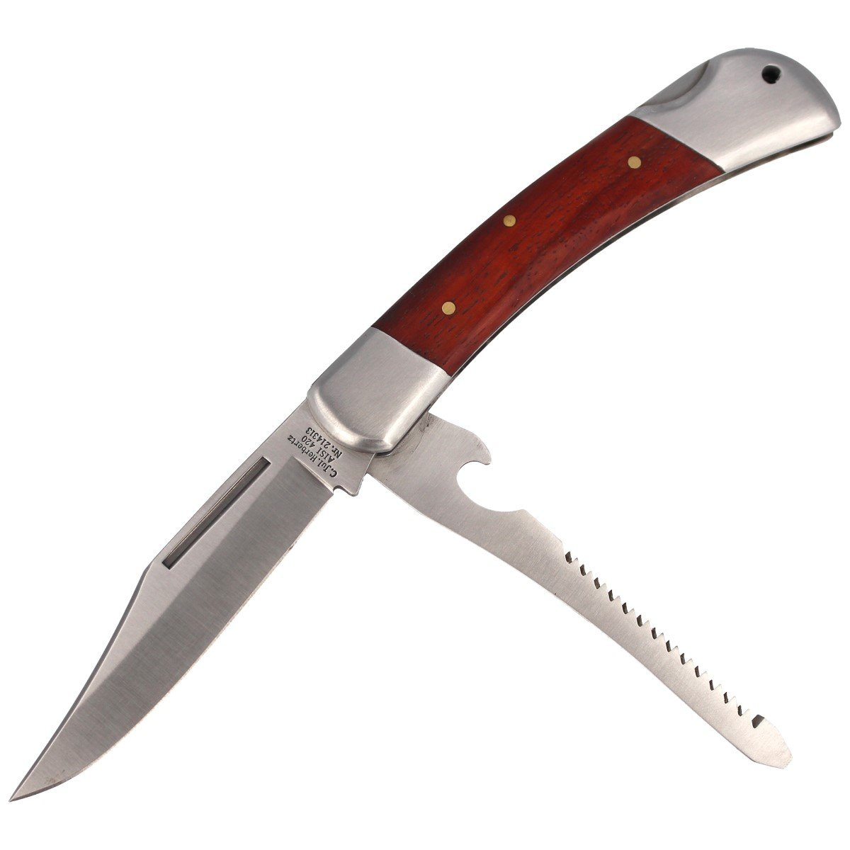 Nóż wędkarski 2 ostrza Herbertz CJH Pakka Wood, Satin (214313 - 10000332) 2 jpg