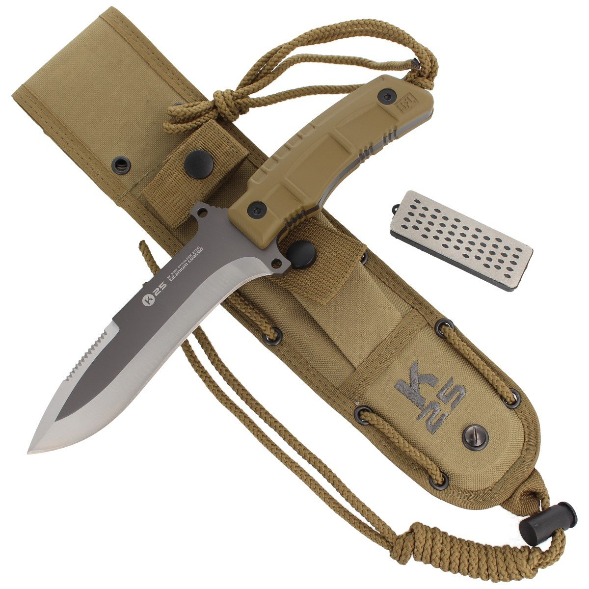 Nóż K25 Tactical Coyote SFL, Titanium Coated z ostrzałką (31959) 4 jpg