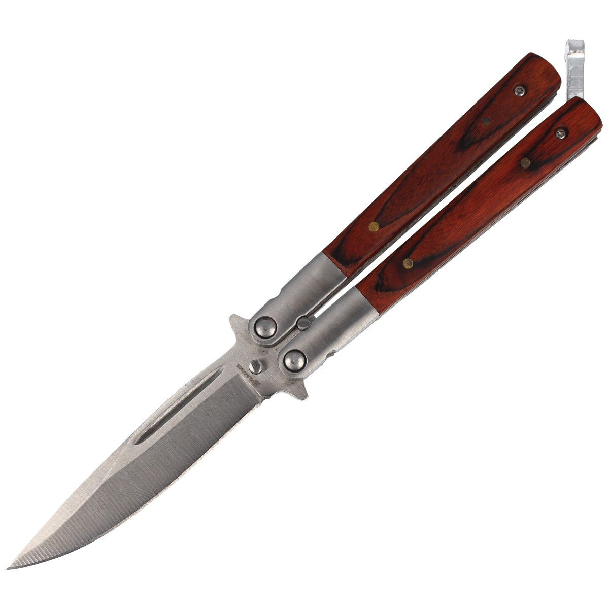 Nóż motylek Martinez Albainox Balisong Wood 88mm (02070) 1 jpg