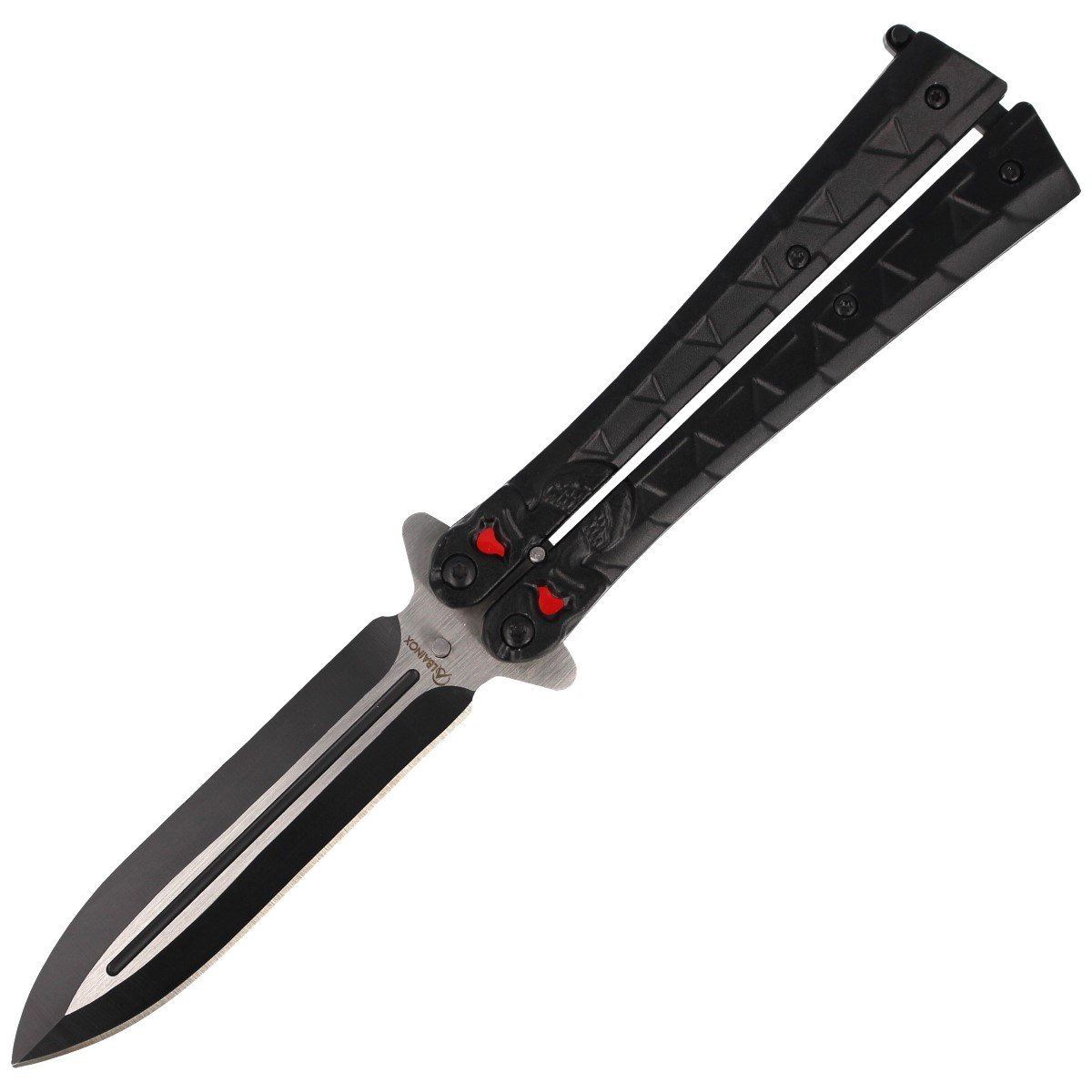 Nóż motylek Martinez Albainox Balisong Black Calavera (02097) 1 jpg