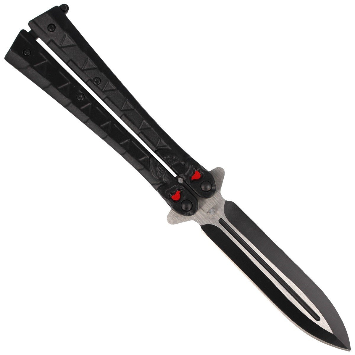 Nóż motylek Martinez Albainox Balisong Black Calavera (02097) 3 jpg