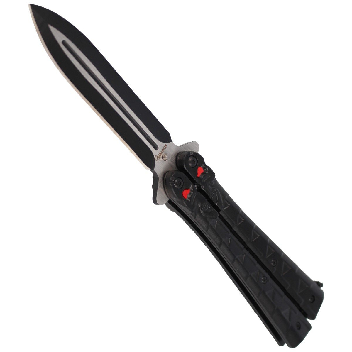 Nóż motylek Martinez Albainox Balisong Black Calavera (02097) 5 jpg