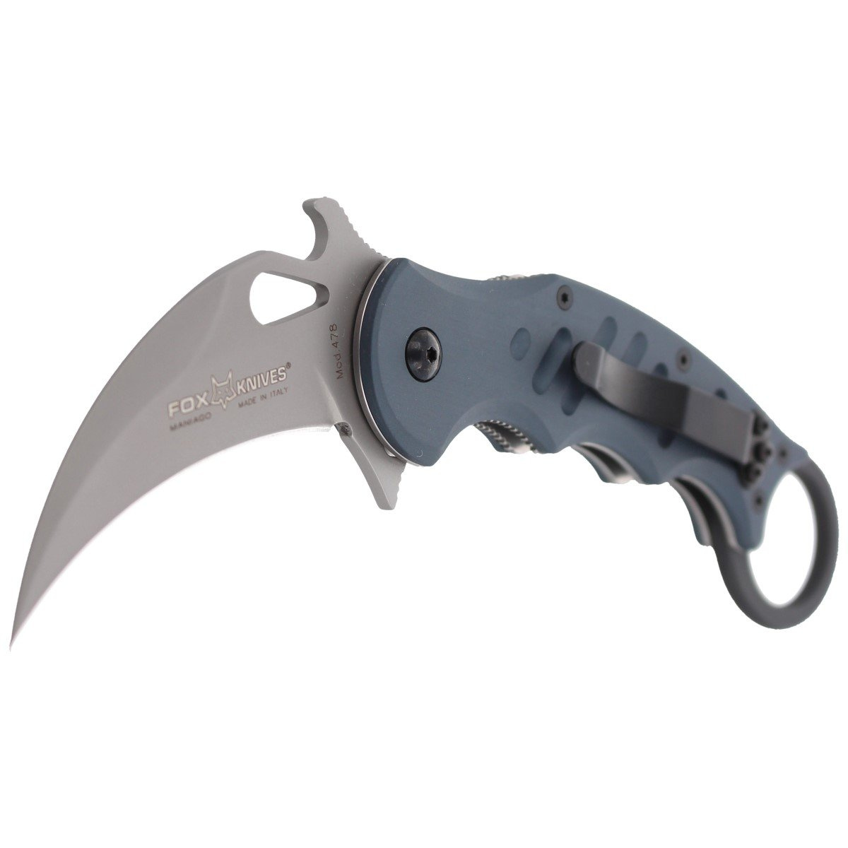 Nóż składany Fox Karambit w/ Emerson Wave Grey Aluminium, Sandblasted N690Co (478) 2 jpg