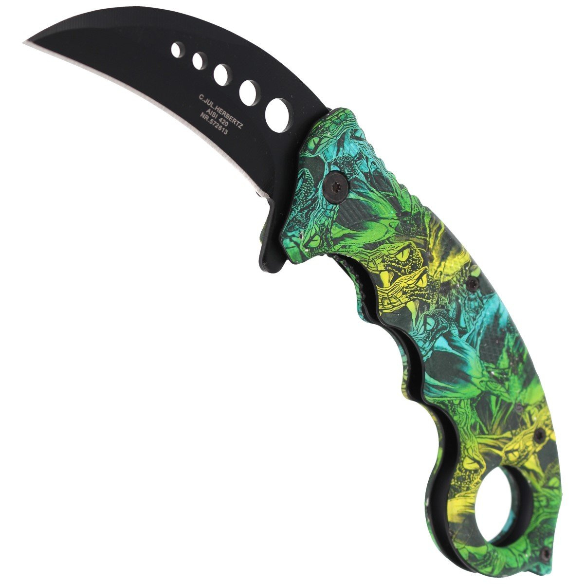 Nóż składany karambit Herbertz CJH Snake Design, Black Blade (ART000139 - 572613) 4 jpg