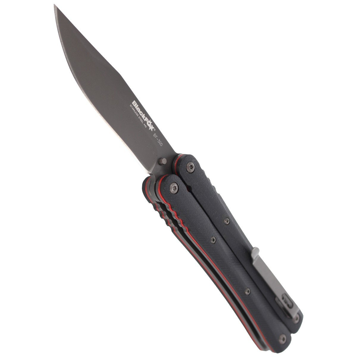 Nóż składany motylek BlackFox Balisong G10, Titanium (BF-500) 5 jpg