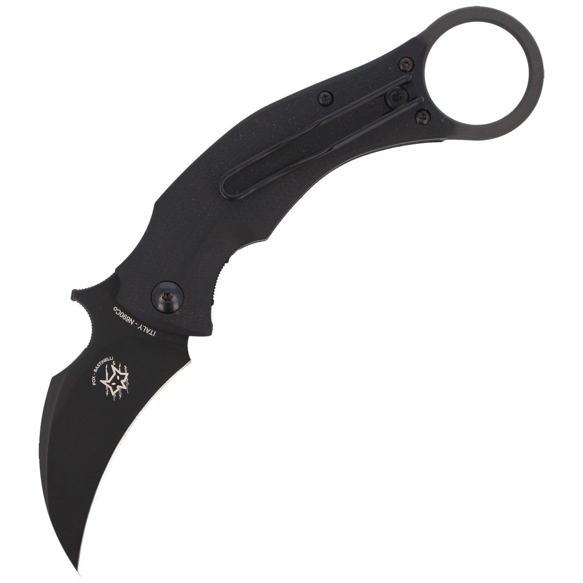 Nóż składany FOX Karambit Black Bird by Bastinelli G10 Black, Black Idroglider (FX-591) 1 jpg