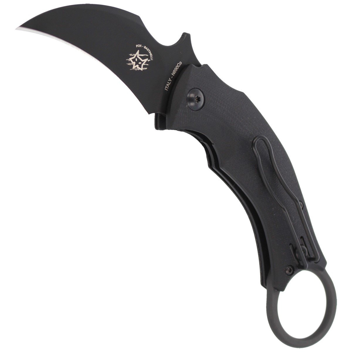 Nóż składany FOX Karambit Black Bird by Bastinelli G10 Black, Black Idroglider (FX-591) 5 jpg