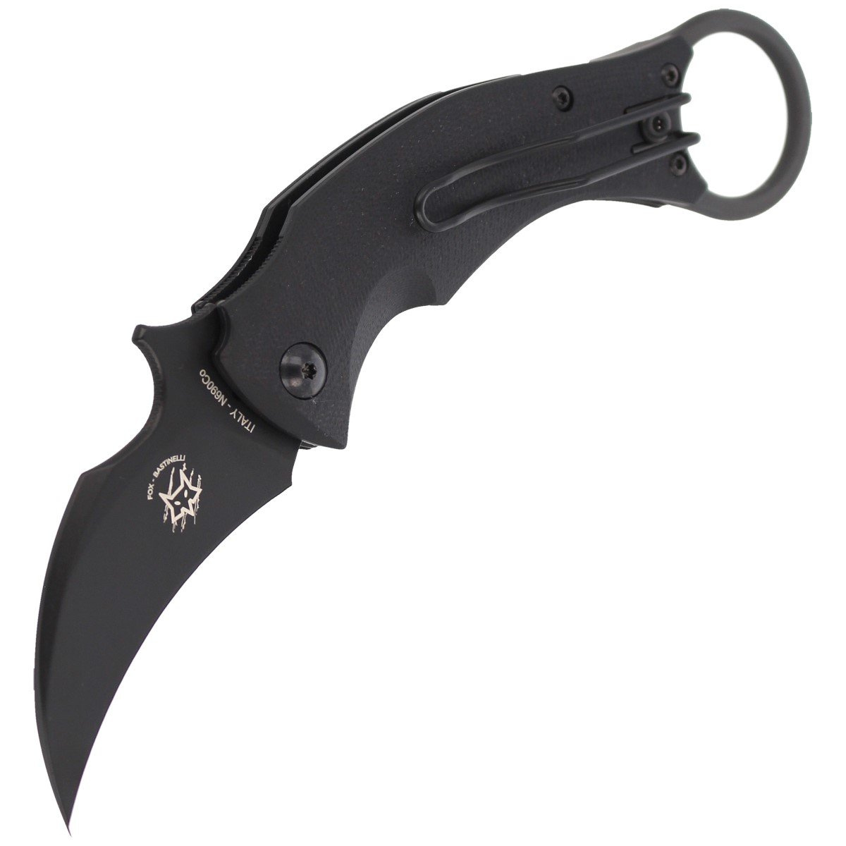 Nóż składany FOX Karambit Black Bird by Bastinelli G10 Black, Black Idroglider (FX-591) 6 jpg