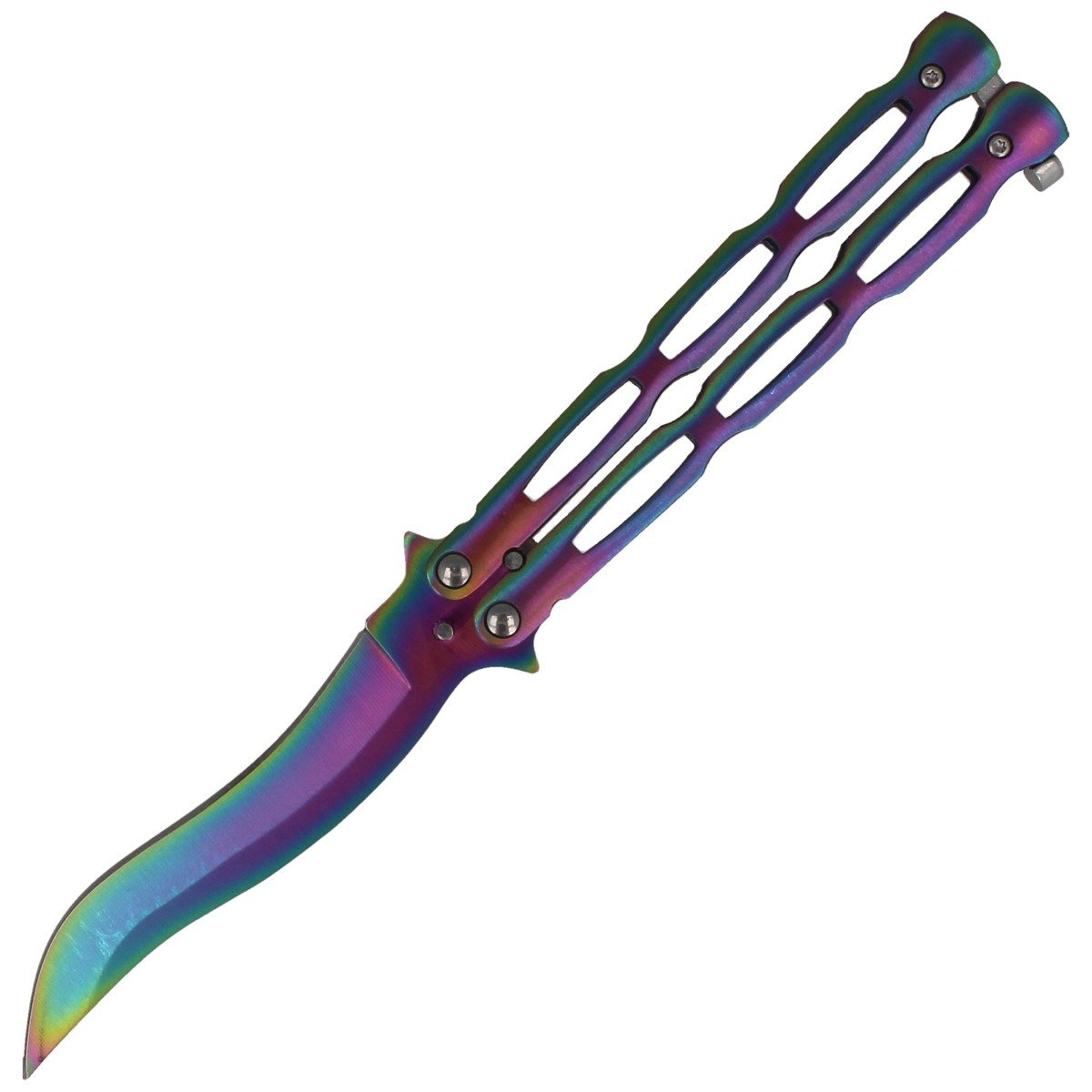 Nóż motylek Martinez Albainox Balisong Steel, Rainbow Finish (36297) 1 jpg