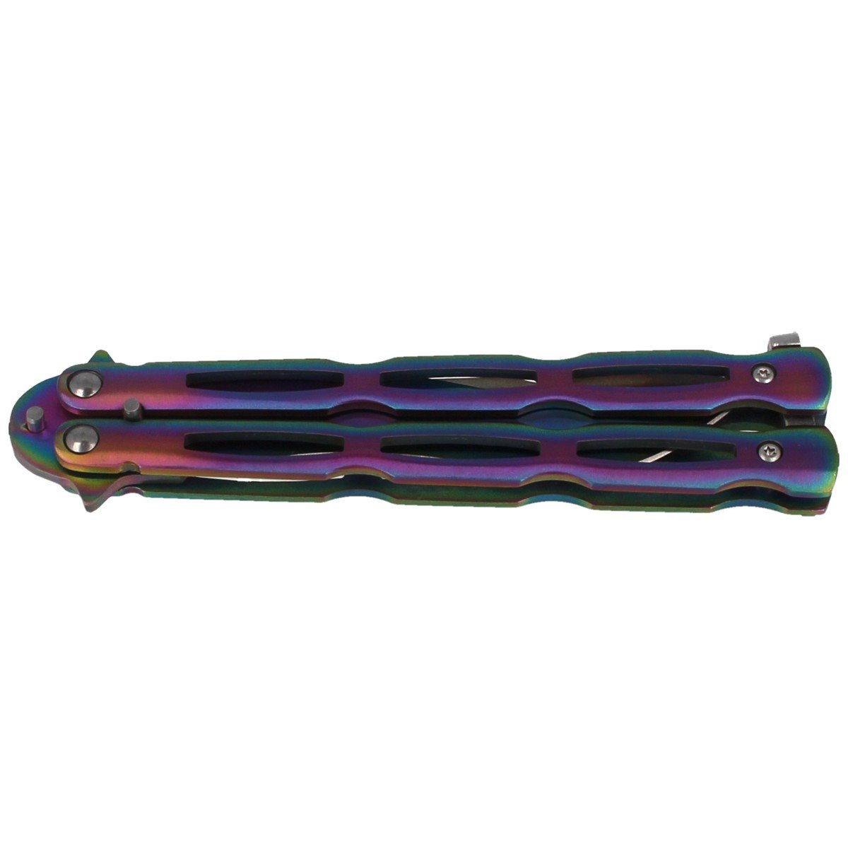 Nóż motylek Martinez Albainox Balisong Steel, Rainbow Finish (36297) 5 jpg