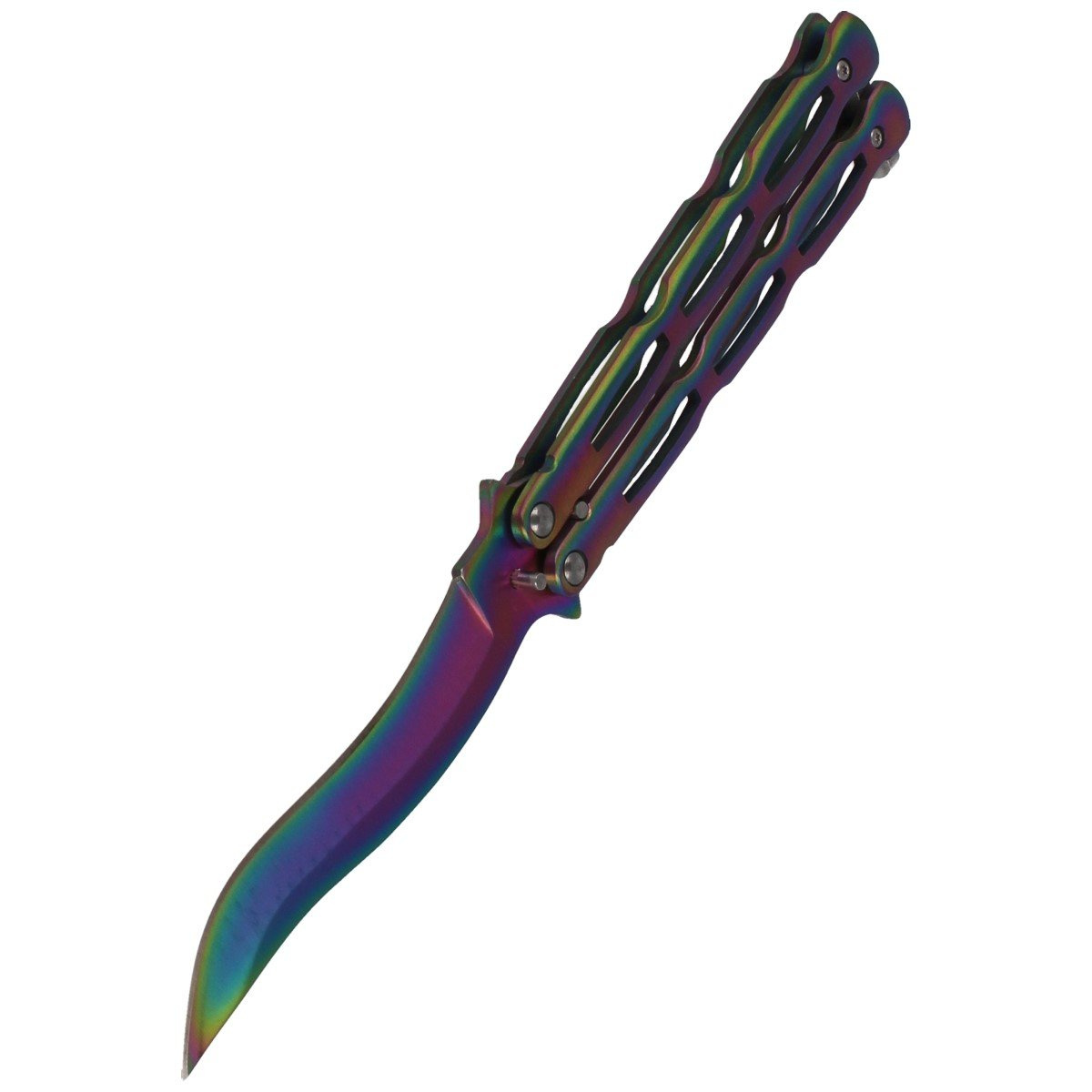 Nóż motylek Martinez Albainox Balisong Steel, Rainbow Finish (36297) 7 jpg