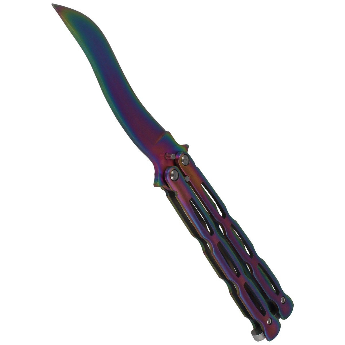 Nóż motylek Martinez Albainox Balisong Steel, Rainbow Finish (36297) 6 jpg